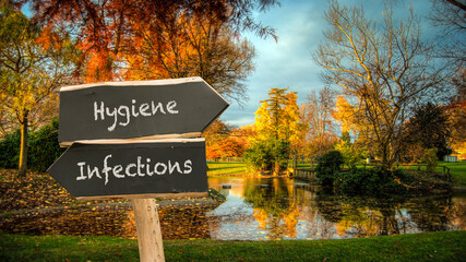 Wall Mural - Street Sign to Hygiene versus Infections