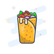 Shawerma sandwich flat outline icon. Shawarma wrap vector illustration. Kebab wrap durum icon.