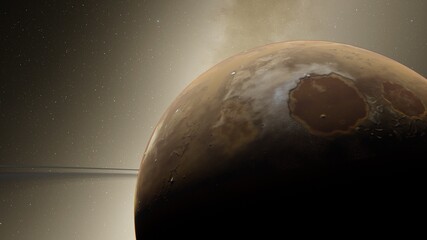 planet in deep space, science fiction wallpaper 3d render