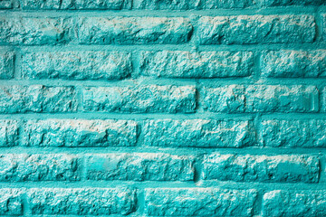 Wall Mural - turquoise or auqua mint green brick wall background texture modern desing. retro pastel colored abst
