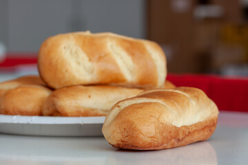 Sticker - Closeup shot of fresh bread for breakfast in the kitchen