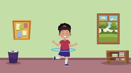 Wall Mural - little girl practicing hula hula activity character