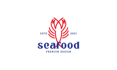 shrimp seafood lines vintage logo symbol vector icon illustration graphic design