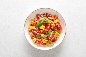 Poster - Tomato and corn salad with fresh basil and red onion