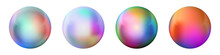 Set With Glass Colorful Balls. Glossy Realistic Ball, 3D Abstract Vector Illustration Highlighted On A White Background. Big Metal Bubble With Shadow