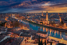 Sunset Skyline Of Verona, Italy