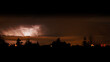View of lightning bolts in the night sky