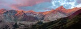 Fototapeta Natura - Movie Scene Panoramic View of the Mount Leñas in Valle de las Leñas, Cordillera de Los Andes, Cuyo, Mendoza, Malargüe, Argentina