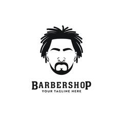 Dreadlocks locs dreads african american barbershop hair stylist logo icon with head hair silhouette