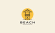 lines gazebo beach with sunset logo symbol icon vector graphic design illustration