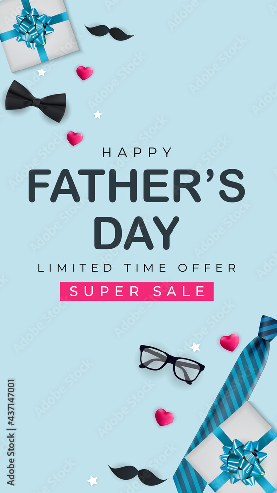 Father's Day sale background for social network post. Vector Illustration - obrazy, fototapety, plakaty 