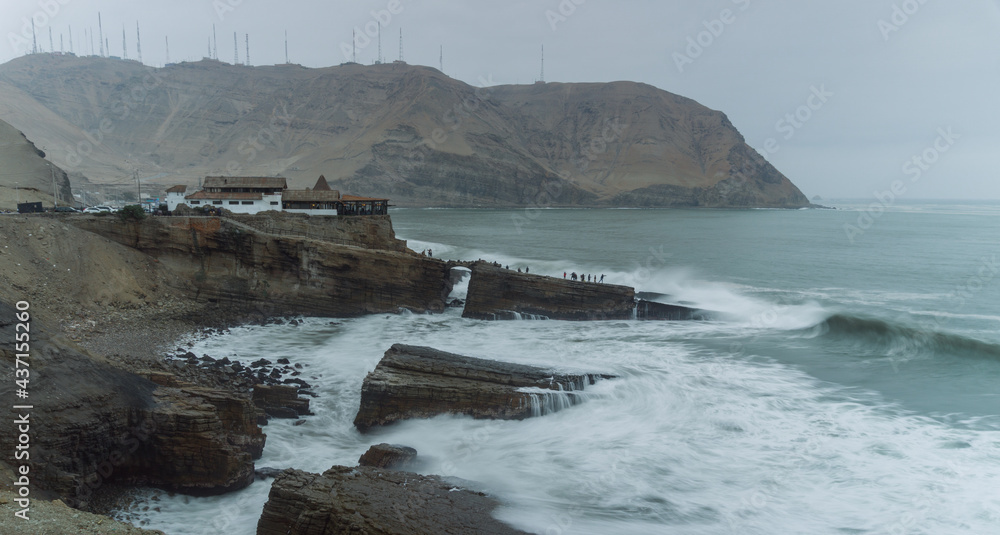 Peru Jumping Rocks The friar's jump, famous cliff in Chorrillos Lima Peru, group huge ...