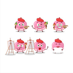 Sticker - Artistic Artist of strawberry dorayaki cartoon character painting with a brush