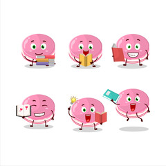 Sticker - A picture of strawberry dorayaki cartoon character concept reading an amusing book