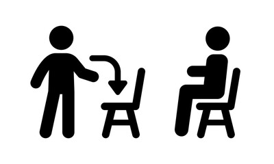 sitting icon vector isolated on white background.