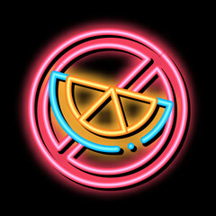 Sticker - Allergen Free Sign Citrus neon light sign vector. Glowing bright icon transparent symbol illustration