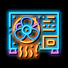 Poster - Working Conditioner System neon light sign vector. Glowing bright icon transparent symbol illustration