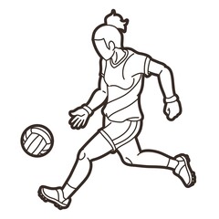 Wall Mural - Gaelic Football Sport Female Player Action Cartoon Graphic Vector