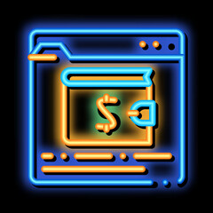 Wall Mural - Internet Electronic Wallet neon light sign vector. Glowing bright icon transparent symbol illustration