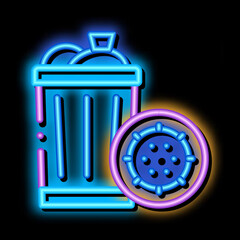 Poster - Infection Bacteria Germs In Trash neon light sign vector. Glowing bright icon transparent symbol illustration