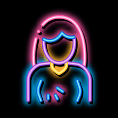 Wall Mural - Breast Swelling Symptomp Of Pregnancy neon light sign vector. Glowing bright icon transparent symbol illustration