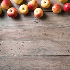 Sticker - Apples on wooden background