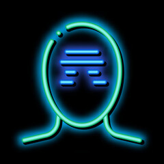 Poster - Tension Band Squeezing Head Headache neon light sign vector. Glowing bright icon transparent symbol illustration