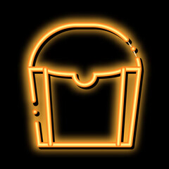 Poster - Carton Container For French Fries Packaging neon light sign vector. Glowing bright icon transparent symbol illustration