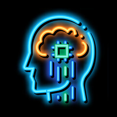 Wall Mural - Head Nerve Impulses Biohacking neon light sign vector. Glowing bright icon sign. transparent symbol illustration