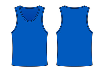 Poster - Blank Blue Tank Top Template On White Background.Front and Back View, Vector File