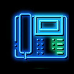 Wall Mural - Home Telephone neon light sign vector. Glowing bright icon Home Telephone sign. transparent symbol illustration