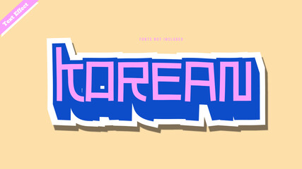 Sticker - Korean text effect design vector. editable 3d text