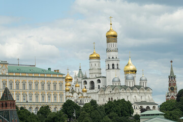 Ensemble of Ivan Great Bell Tower and Archangel Cathedral in Moscow Kremlin