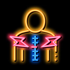 Sticker - Spinal Pain neon light sign vector. Glowing bright icon Spinal Pain sign. transparent symbol illustration