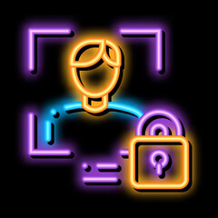 Wall Mural - Human Lock Security neon light sign vector. Glowing bright icon Human Lock Security sign. transparent symbol illustration