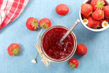 Homemade Strawberry Jam In Jar