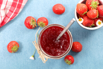 Wall Mural - homemade strawberry jam in jar