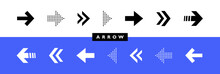 Super Set Different Arrows Mark. Collections Arrows Pointers. Flat Style Vector Illustration