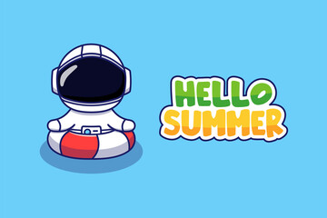 Wall Mural - Astronaut with hello summer banner