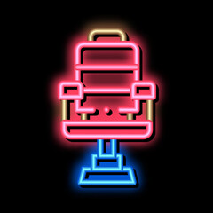 Poster - Barber Shop Armchair neon light sign vector. Glowing bright icon Barber Shop Armchair sign. transparent symbol illustration