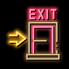 Wall Mural - Fire-escape Exit Door neon light sign vector. Glowing bright icon Fire-escape Exit Door sign. transparent symbol illustration