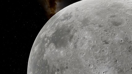 Wall Mural - realistic moon in space, realistic moon surface, moon craters 3d render