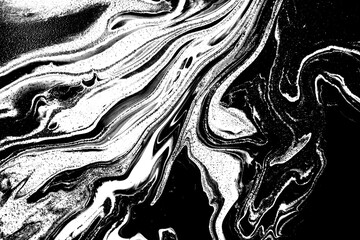 Poster - Black and white abstract marble acrylic background.