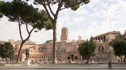 Tourists visiting the forum of the Emperor Trajan