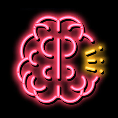 Poster - Human Brain neon light sign vector. Glowing bright icon Human Brain sign. transparent symbol illustration