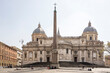 Tourists visiting and rest near the obelisk Eskvilin in Piazza Santa Maria Maggiore