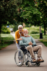 Supportive mature woman, showing affection to her husband.