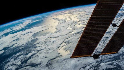 Wall Mural - flight over the earth's surface, made from a space station. 3d rendering
