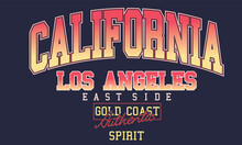 California College Varsity Font Typography Print For Tee. Los Angeles Vector Print Design. 