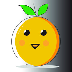 Vector orange orange with happy face looking happy